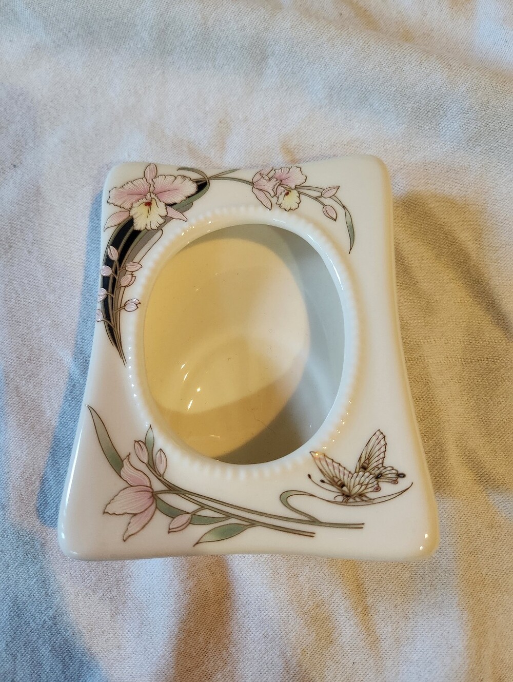 Vintage Japan Fine China Floral Orchid Butterfly Picture Frame